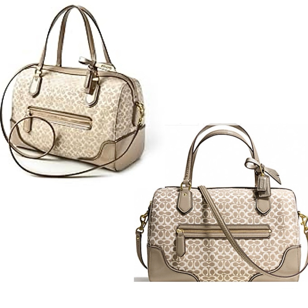 Coach ⭐️🎬See Video Poppy East West Signature Beige Satchel Bag 26426 w/ COA - Picture 3 of 16